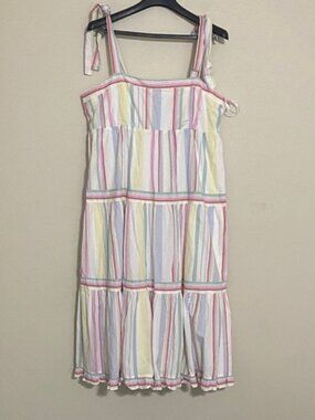 Chelsea & Violet Striped Sleeveless midi Dress women XL pastel vacation resort